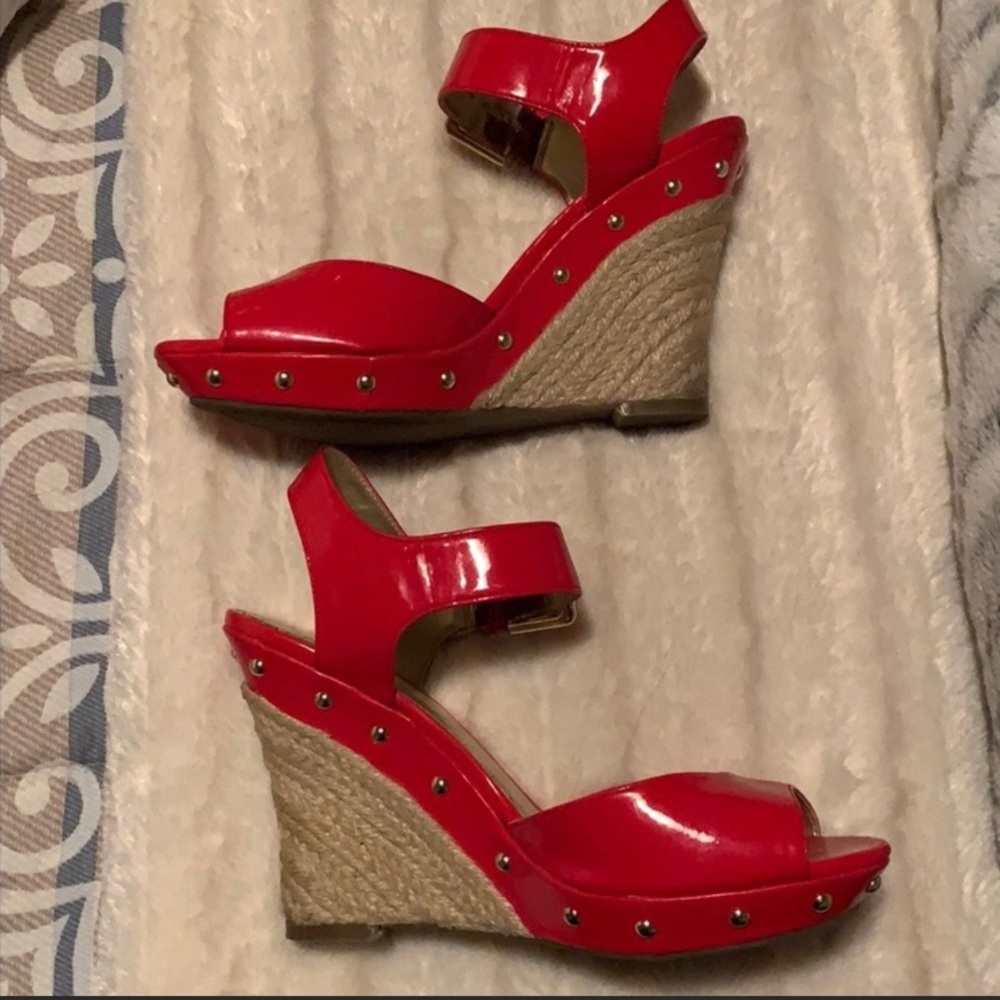 Guess Red Wedge Sandals